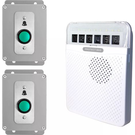 Double sonnette 800 mètres sans fil - bouton autonome IP56 résistant & carillon longue distance (PROTECT 800) (1/3)