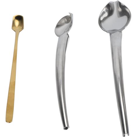 3-teiliges Kochlöffel-Set mit dekorativen Motiven aus Edelstahl, vielseitig einsetzbar für Teller, Kuchen und Kaffee. (1/5)