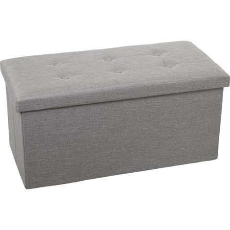 Rangement pour pouf pliant en polyester gris 77X38X38 Cm (1/3)