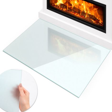Plaque anti Feu Rectangulaire 100x70 cm Verre Satiné Pare-étincelles Protecteur Sol pour Cheminée de Sol Résistant à la Chaleur Contre les Étincelles Anti-Salissures Semi-Transparent (1/5)