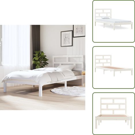 Cama de madera maciza - vidaXL Estructura de cama madera maciza de pino blanco 90x200 cm - Cama de pino blanco