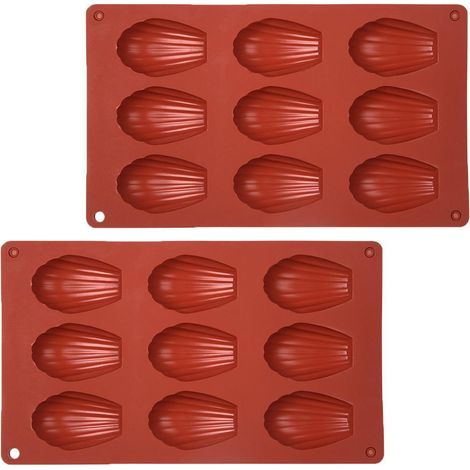 Moule À Madeleines - Silicone - 2 Pieces - 9 Cavities - Rouge - Cuisson Au Four - Lave Vaisselle (1/5)