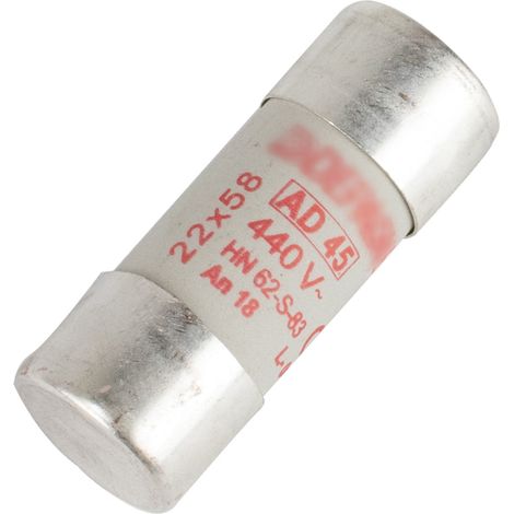 Michaud – Cartouche fusible cylindrique 22x58 mm – Calibre 45A – Pour circuits électriques – Fusible AD pour protection optimale