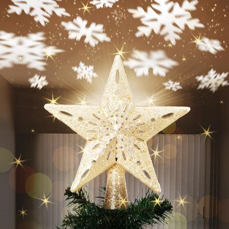 Puntale Proiettore LED per Albero di Natale Forma Stella Gold Gioco di Luce (1/5)