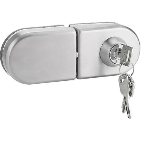 Serrure de porte coulissante sans cadre en acier inoxydable 1012 mm, antivol, avec clés. (1/5)