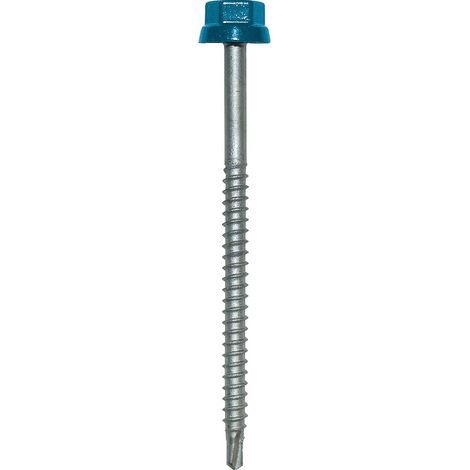 Etanco – Vis autoperceuse 6.5x100 mm pour bacs acier – Acier cémenté – Tête hexagonale laquée – Boîte de 100 pièces – Brun rouge RAL 8012