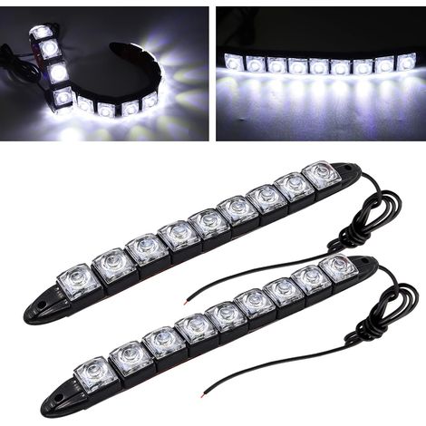 Set mit 2 LED-Tagfahrlichtern für Autos, universelle flexible Lichtleisten mit 9 LEDs, 12V, für Autos, LKWs und Boote. (1/5)