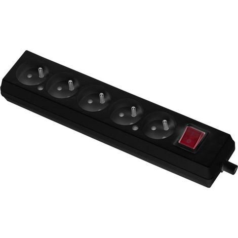 Enchufe port谩til de cinco v铆as 16A 2P+Z 250V con interruptor, negro GN-570WS