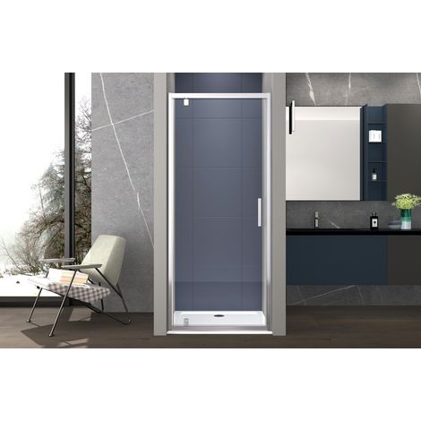 Porta doccia 80 cm nicchia porta battente H195 cm GIULIA Cromato (1/4)