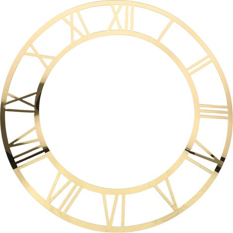 Autocollant et Auto-adhésif en Acrylique Mural Horloge Chiffres Romains Miroir Rond Or, Léger Décoration Murale Moderne pour Chambre (1/5)