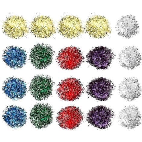 Jouet pour chat à pompon scintillant, balle pailletée, 5 x 5 x 5 cm, lot de 20, protège les meubles des griffures, couleur cachemire.