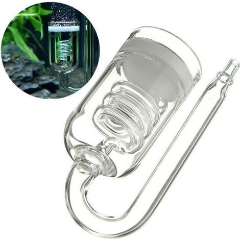 TEMPSA CO2 Diffuseur Verre Spirale 60L-300L Aquarium Plante Poisson Submersible Atomiseur (1/4)