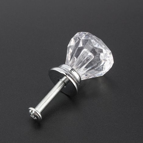 Tiradores de cristal con forma de diamante para armarios: 12 pomos de acrílico transparente para armarios de cocina y cómodas. Fácil instalación. (1/5)