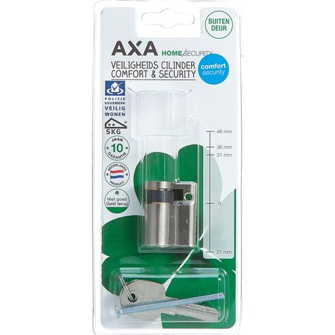 AXA Comfort Sicherheitszylinderschloss - inkl. 3 Schlüssel - vernickelt - 30/10 mm (1/2)