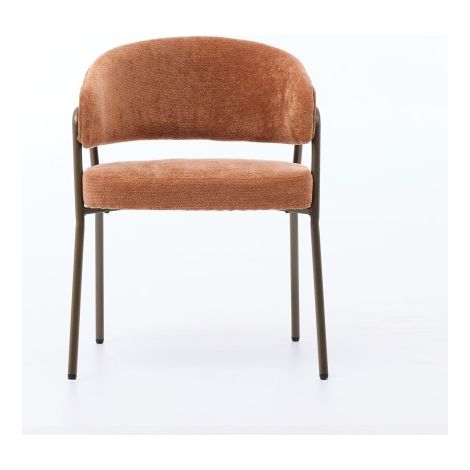 Fauteuil moderne en chenille : Fauteuil d'appoint rembourré avec pieds en métal finition laiton antique — Idéal pour cuisines et salles à manger. (1/4)
