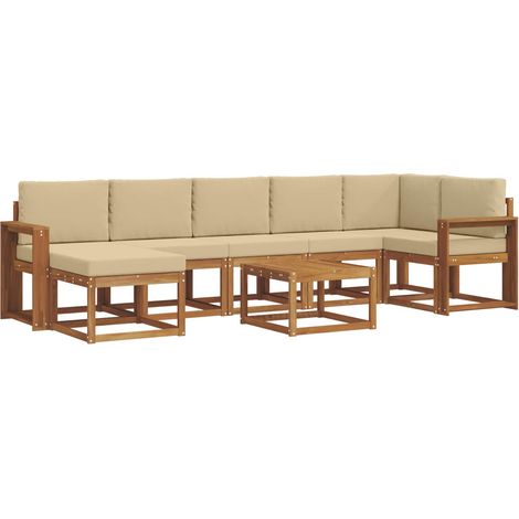Outdoor-Sofagarnitur mit Kissen 8 pcs Natur und Beige vidaXL