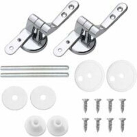 Replacement toilet seat hinges, pack of 2, with mounting hardware made of aluminum alloy. (1/4)