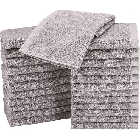 Gants de toilette en coton éponge - Lot de 24, gris (1/4)