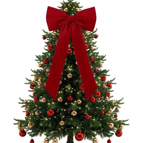 Bow - Velvet Christmas Bow - 15 x 30 Inch - Indoor Outdoor Tree Topper Wall Garland Decor - 1 Piece (1/5)