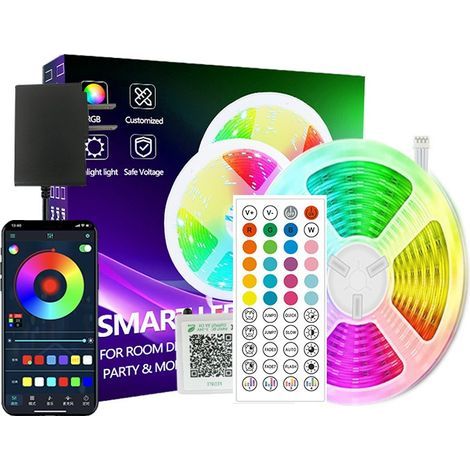 10m RGB LED strip kit - Multicoloured, 24V, with remote control, compatible with home automation systems (1/5)