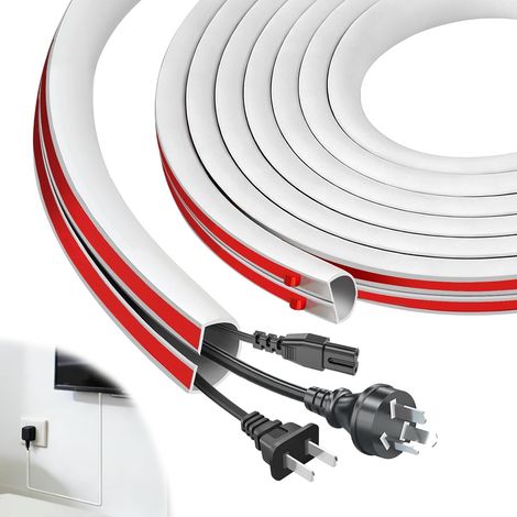 Adhesive Cable Duct 1.5 m Flexible Wall Cable Cover Half Round Fibre Optic Cable for Wires on Wall Floors, White (1/5)