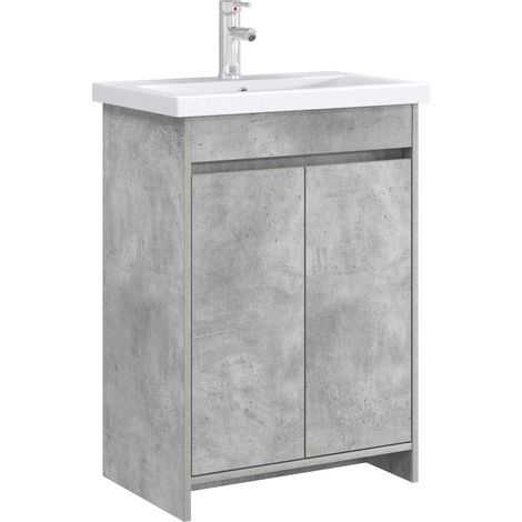 vidaXL Meuble sous lavabo de salle de bain Gris béton (1/3)