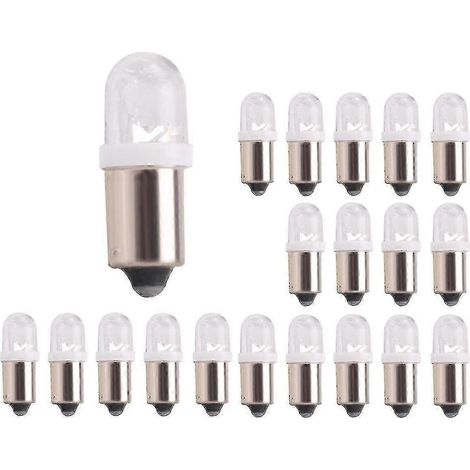 Lot de 20 ampoules LED à baïonnette BA9S 1895 H6W 53 57 pour lampe de lecture de voiture, 12 V, blanches (1/4)