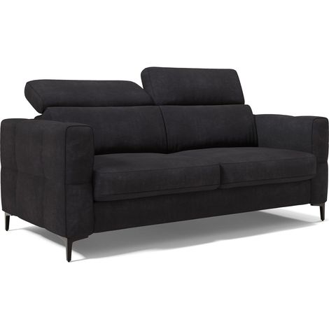 Gardenia Schlafsofa mit 18 cm hoher Matratze wasserfestem Stoff T02 178 cm (mat. 120x197) Schwarz