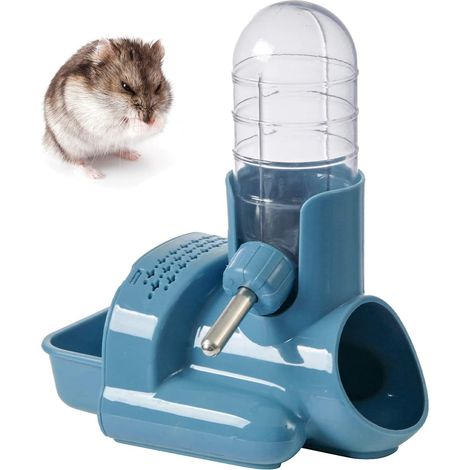 Abreuvoir hamsters bouteille suspendue bleue support petits animaux (1/4)