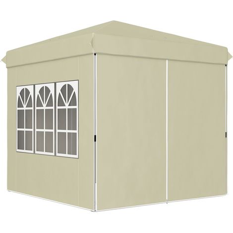 Carpa plegable de aprox. 2,5 x 2,5 m, resistente al agua, estable, resistente al invierno, protección UV 50+, carpa plegable para fiestas, carpa de jardín con 4 paneles laterales, carpa de jardín para