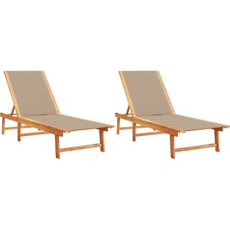 Maison Exclusive - Lettini Prendisole 2 pz Tortora Massello Acacia e Textilene