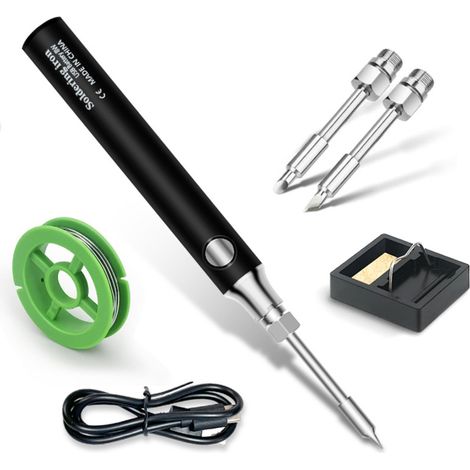 Irovami Mini fer souder USB 5V noir – Panne couteau/sabot, portable – Idéal pour DIY, électronique, réparation (1/5)