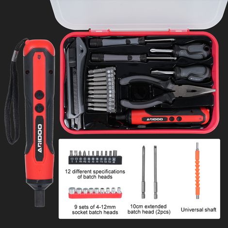 Kit de Tournevis Électrique Sans Fil, Aimant Puissant, Grande Concentricité, Éclairage de Secours, Rotation Avant/Arrière One Touch pour Montage Maison, Entretien Électroménager, Réparation Jouets (1/5)