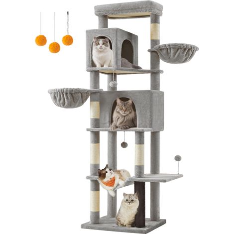 Grand Arbre à Chat, 190 cm, Multi-Niveaux, 2 Niches, 2 Paniers (1/5)