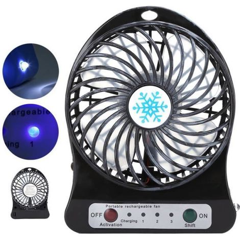 Mini ventilateur de bureau - - Portable - Alimentation USB - 3 vitesses - Niveau sonore 60 dB (1/4)