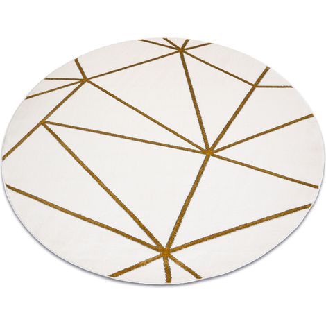 Exklusiv EMERALD Teppich 1013 Kreis - glamour, stilvoll geometrisch creme / gold beige rund 160 cm