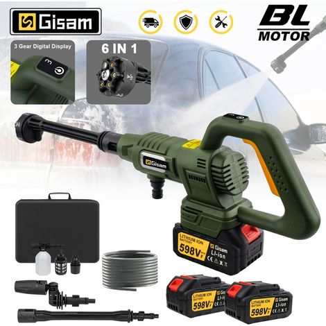 Gismis nettoyeur haute pression sans fil 200 Bar – Moteur brushless 3 vitesses, pistolet de lavage pour voiture et jardin, compatible batterie Makita 18V (1/5)
