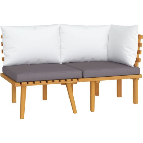 INLIFE Salon de jardin 2 pcs avec coussins Bois d'acacia solide (1/5)