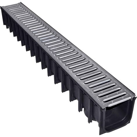 Caniveaux en polypropylène avec grille en acier galvanisé - (Dimensions intérieures : l 100 x 110 mm) - (Dimensions extérieures : l 118 x h 118 mm) - A15 - Assure un drainage optimal (1/4)