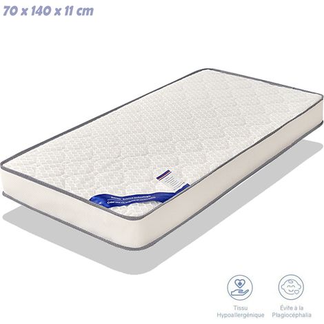 KITYTETY - Matelas bébé 70x140CM Epaisseur 11 CM - Noyau perforée et Anti Bactérien – 2 faces ultra respirant (1/4)