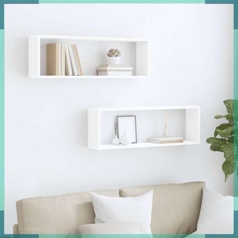 807106 étagères cube murales 2pcs Blanc 80x15x26,5cm bois d'ingénierie (1/5)