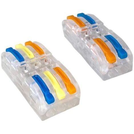 rouge-30 Pièces SPL-2 / SPL-3 Levier-Écrou Fil Connecteurs Set, Transparent Conducteur Compact Fils Connecteurs, Compact Connecteur Ressort Bornier (Levier Multicolore) (1/4)