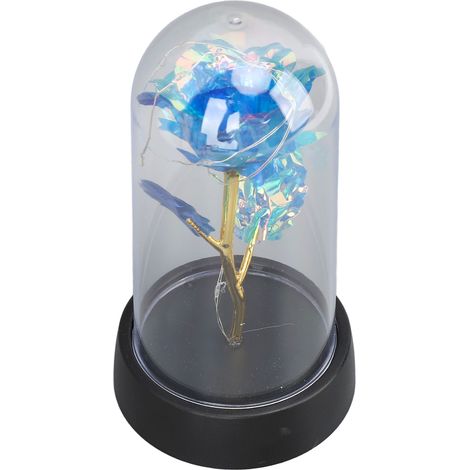 Veilleuse Fleur Bleue, Lampe de chevet romantique en verre en forme de rose, pour la chambre ou le bureau (1/5)