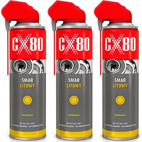 Grasa de calcio y litio CX80 DUO SPRAY para cojinetes y juntas NLGI 2 EP 0,5 l x 3