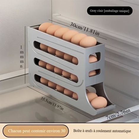 Distributeur d'œufs - VITATA - Boîte de rangement automatique - Matériau ABS - Gris
