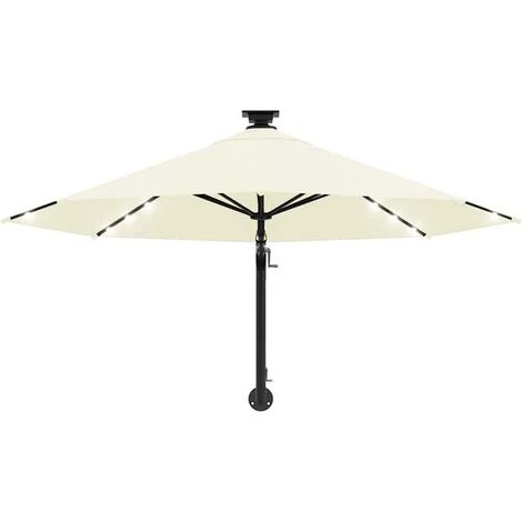 Parasol mural sable 300 cm avec LED – Protection solaire pour balcon, terrasse et extérieur, ombrage lumineux (1/5)