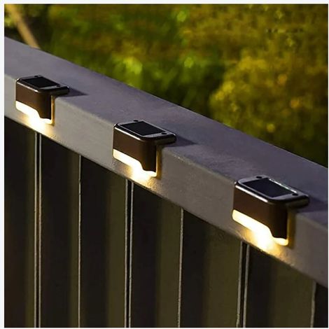 Lot de 16 lampes solaires pour terrasse extérieure, lampes solaires pour marches, lampes solaires à LED étanches pour escaliers extérieurs, marches, clôtures, cour, terrasse et allée (blanc chaud)