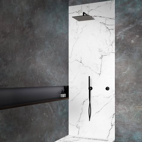 Panneau mural de douche résine effet marbre blanc 250x100 cm Natte étanche (1/5)