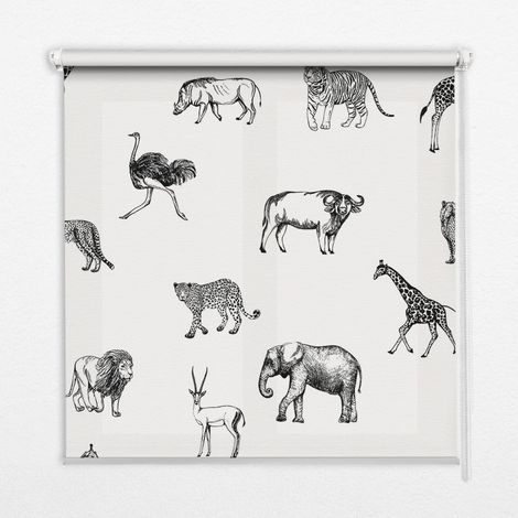 Tenda a Rullo Interna per Finestra - Tenda Filtrante Luce - Tenda Privacy - Tenda Decorativa Rettangolare - Rullo per Interni - (130 cm x 140 cm) - Animali (1/5)