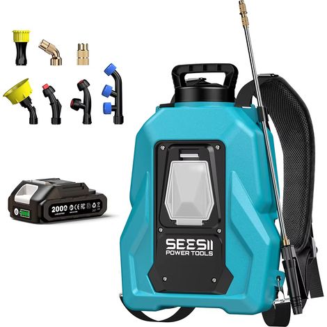 Irroratore a Batteria, Irroratore a Spalla, Ugelli Multifunzione, Capacità 19 L, Dotato di Lancia Telescopica e 7 Ugelli, Ideale per Giardini e Prati (Include 1 Batteria) (1/5)